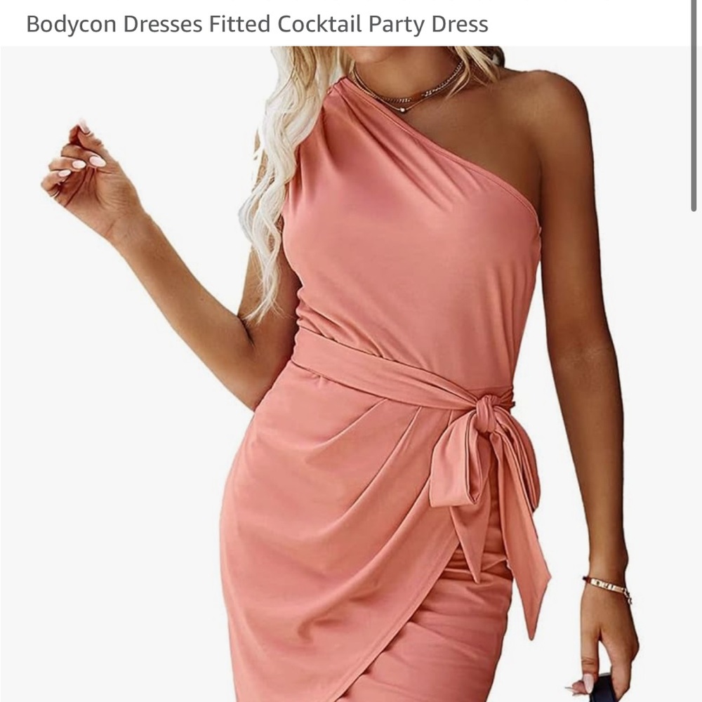 Pink Asymmetrical One-Shoulder Bodycon Dress